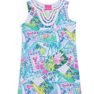 Lilly Pulitzer GIRLS Mini Harper Shift Multi Pop Up Wish You Were Here L (8-10)